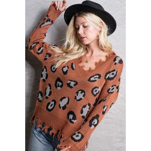 Spotted Distressed Sweater - Picture 2 of 3